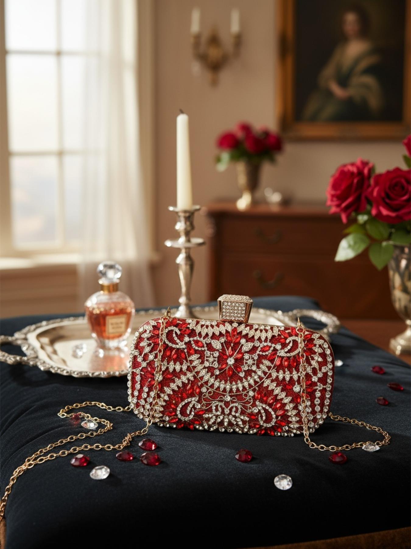 High-End Rhinestone Evening Bag, Fashionable Sparkling Fabric, Embellished Clutch, Versatile Banquet Clutch, Luxurious Handbag for Weddings, Parties, Birthdays