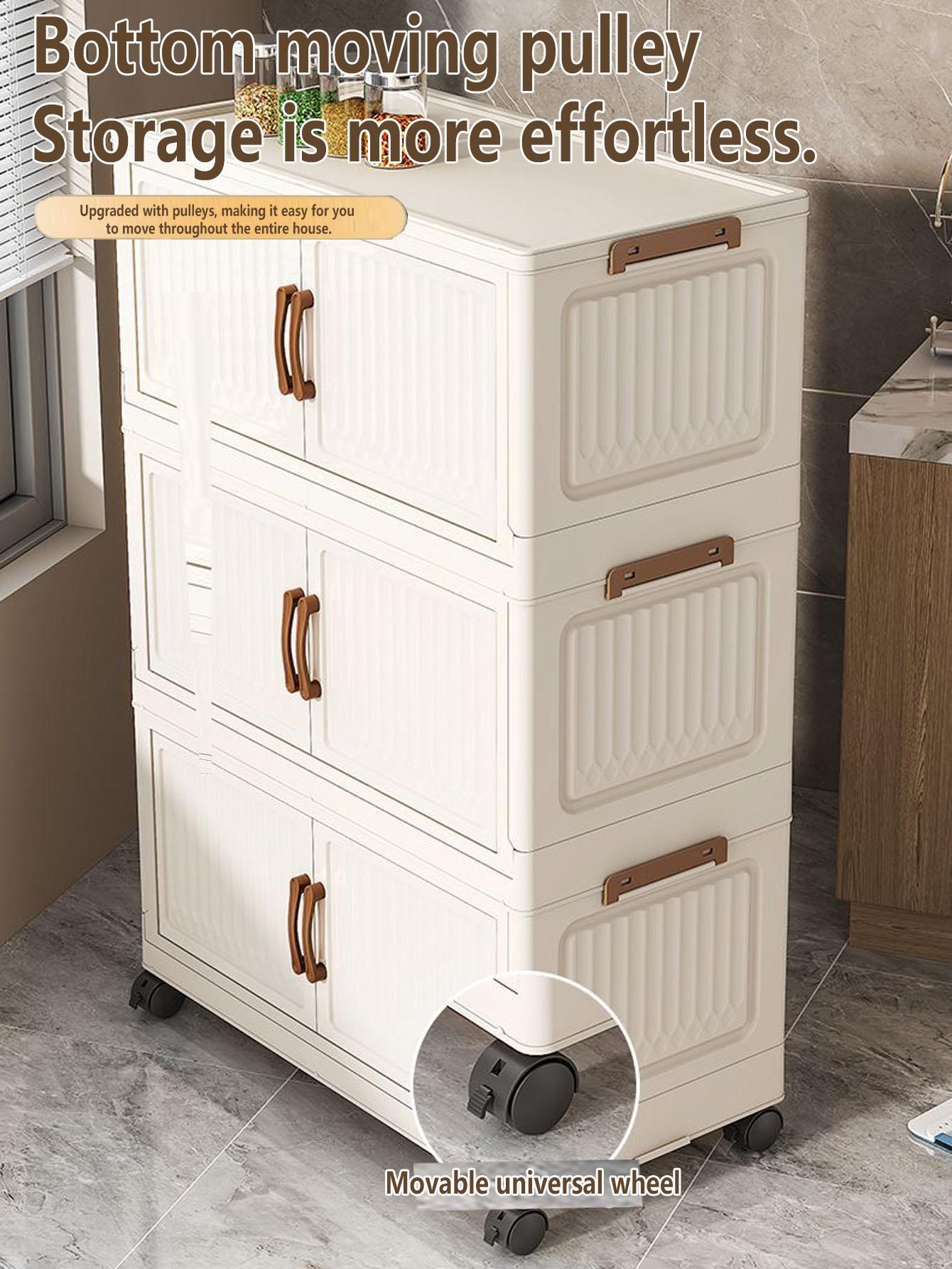 Foldable Snack Storage Rack, Multi-Layer Toy Organizer, Home Kitchen Cabinet, Living Room Display Shelf, Space-Saving Design, Organizing