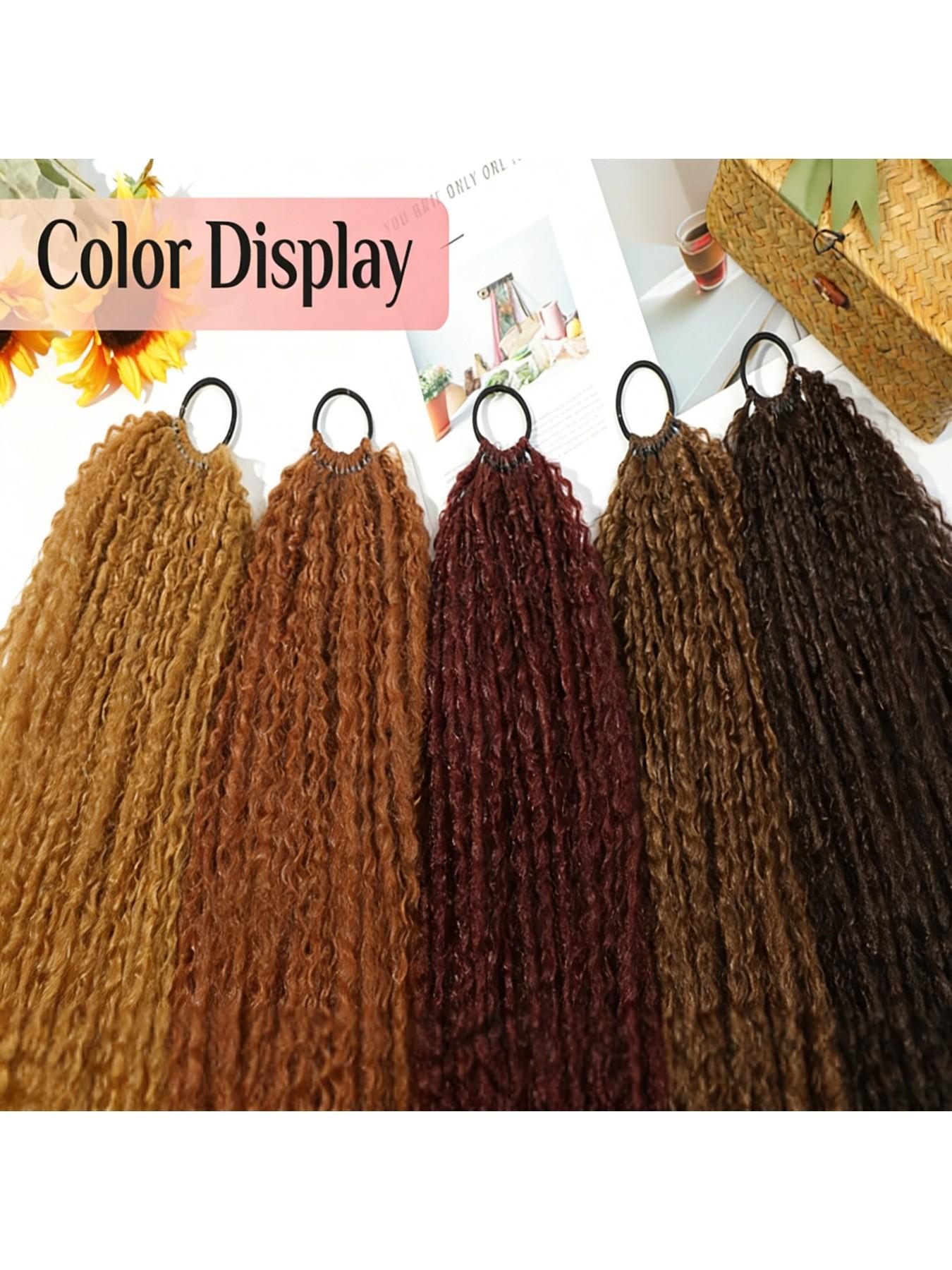 African Braided Hair Extension, Long Curly Corn Silk Ponytail, 12 Strand Screw Roll Messy Dreadlocks, Suitable for Daily Wear