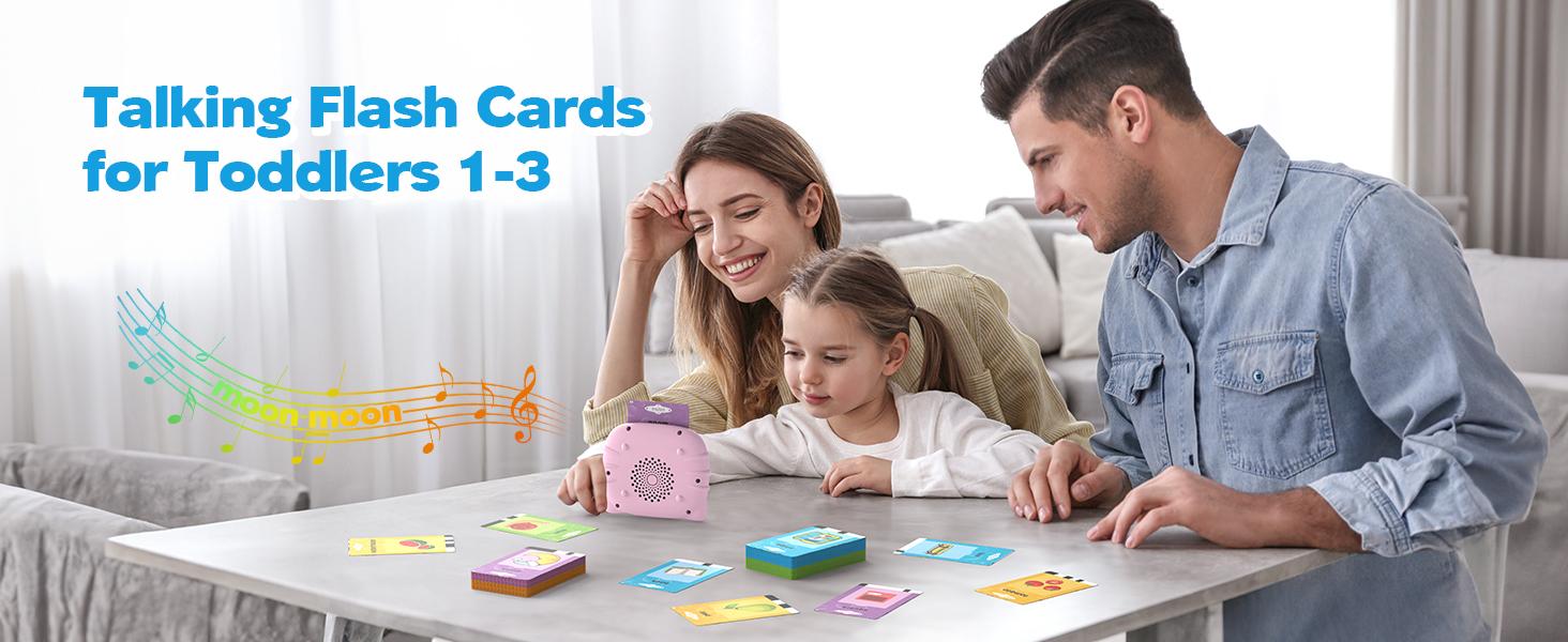 KIDGENIUS Bilingual English Spanish Talking Flashcards for Toddlers 1-3 Montessori Language Learning 224 Words Educational Toy for Speech Therapy Autism Gift