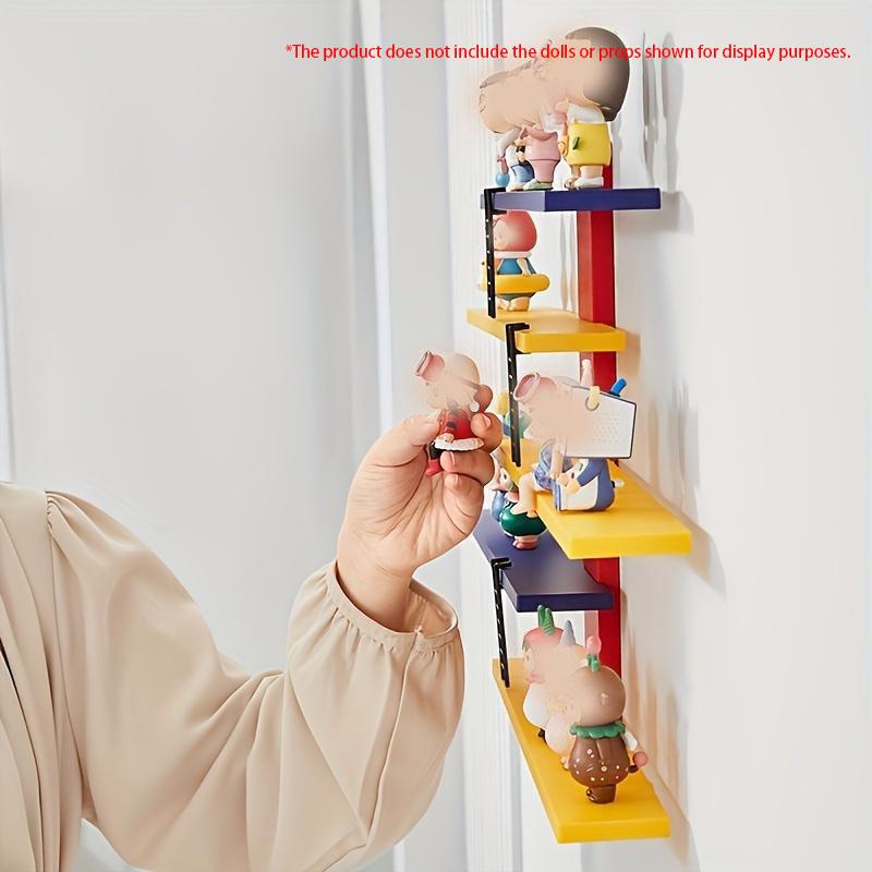 DIY Wall-Mounted Display Shelf, No-Drill Layer Storage Rack, Labubu Figure Organizer, Wall Mount Design, Perfect Gift for Christmas