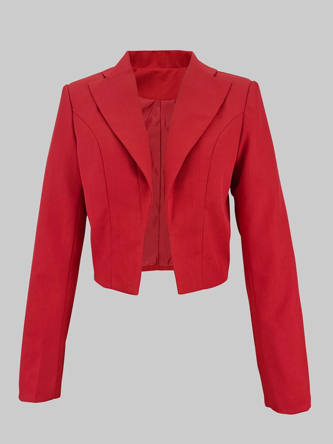 Women's Long Sleeve Slim Fit Solid Color Notched Collar Short Blazer Jacket, Stylish Formal Office Wear, Perfect for Business Casual（Only Jacket）