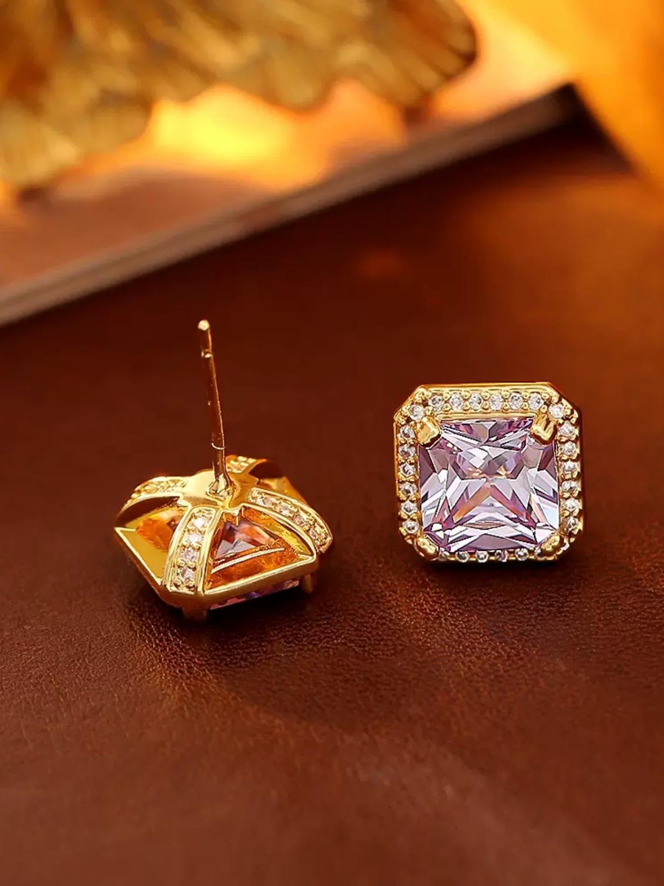 European and American High-End Square Earrings, Zircon Inlay, Light Luxury Full Diamond Ear Jewelry, Elegant and Stylish Accessories European and American High-End Square Earrings, Zircon Inlay, Light Luxury Full Diamond Ear Jewelry, Elegant and Stylish Accessories