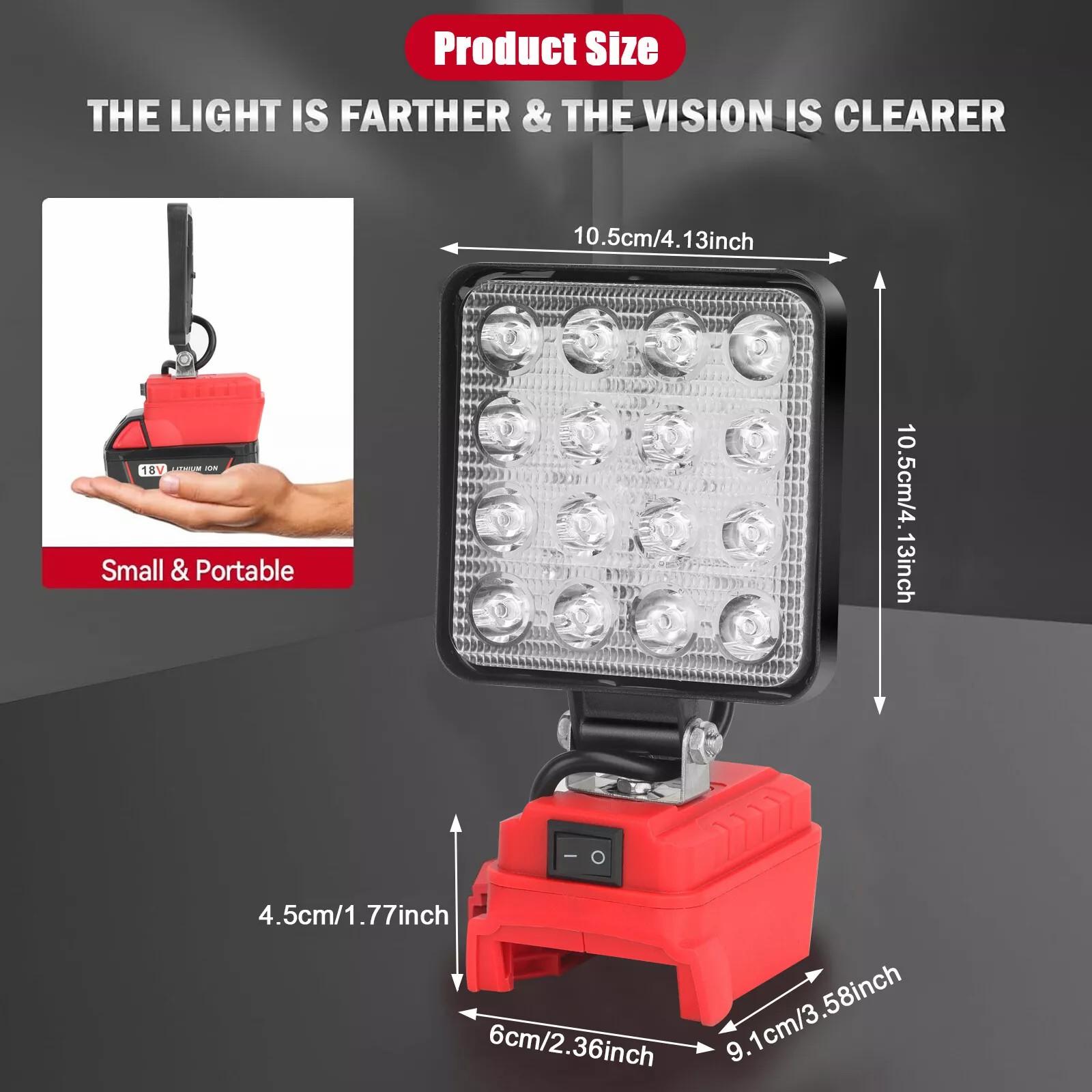 KUNLUN Wireless LED Work Light for ∧∧-18 18V Battery, 4800LM Portable Flood Light with USB Charging, 140° Adjustable Head for Outdoor & Jobsite Use