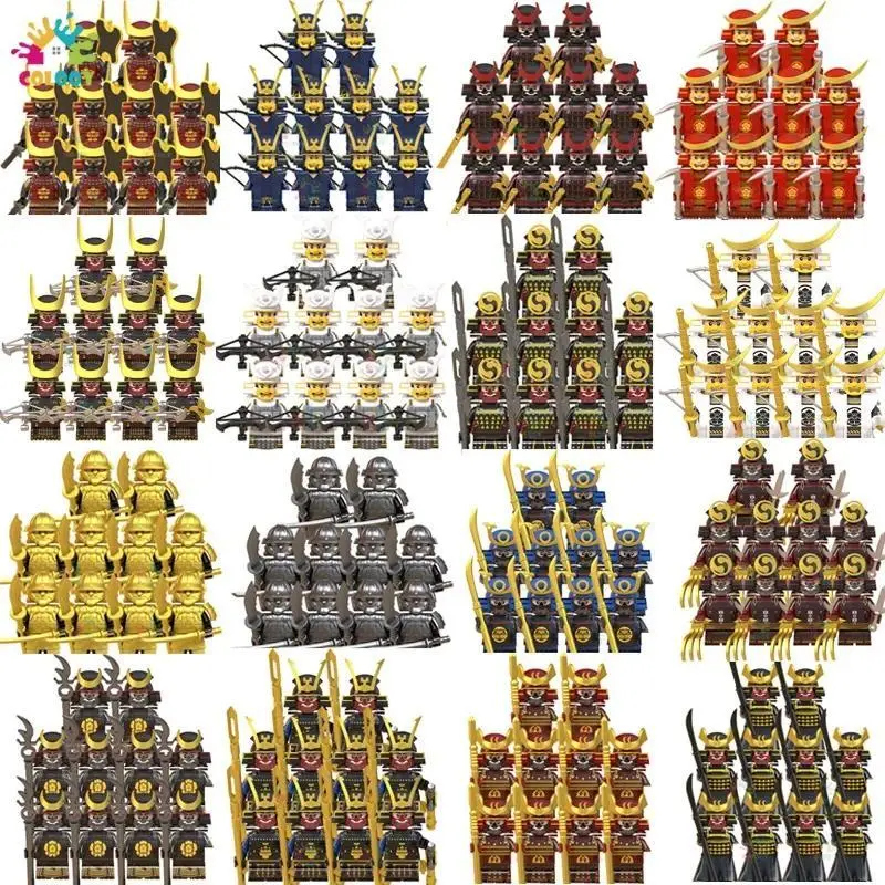 2026 New hot item Kids Toys 10pcs Samurai Building Blocks Soldiers Mini Action Figures Helmet Armor Archery weapons Toys For Kids Christmas Gifts
