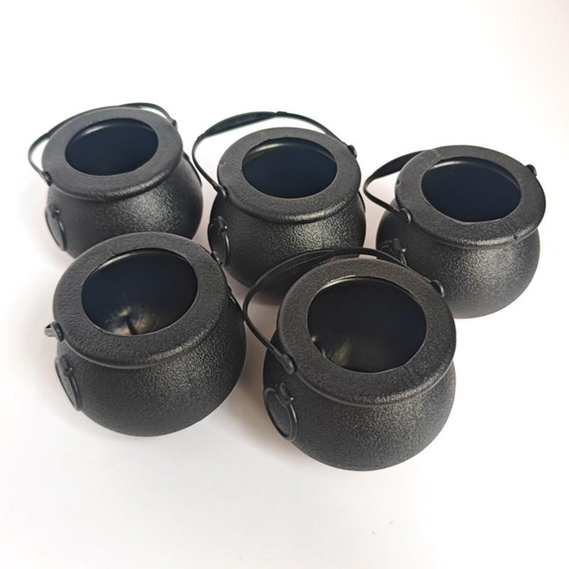 5pcs Witch Bucket Party Decorations, Wizard Witch Theme Party Favors, Plastic Witch Handheld Mini Buckets, Halloween Holiday Party Props