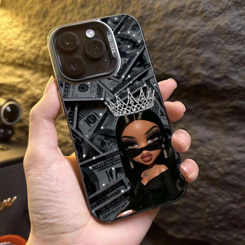 Laser. Queen Dollar Pattern Phone Case for iPhone 17/16/15/14/13/12/11/XS/XR/X/7/8 Plus/Pro/Max/Mini - Creative fashion minimalist design personalized full-wrap drop protection case for men and women, gift for friends and family.