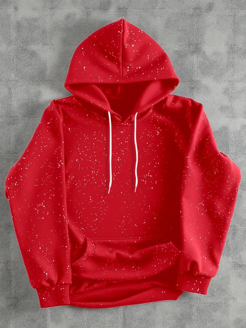 Men's Hoodie Sweatshirt, Trendy Street Style, Plain Hoodie Sweatshirt, Fashion Starry Shiny Process Pullover For Fall Outfits & Winter Outfits, Thick Soft Fabric, Men's Top for Daily Wear