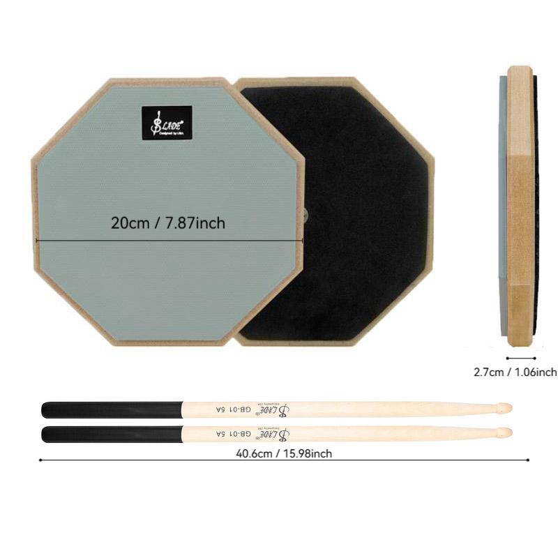 Practice Drum Pad and Drumsticks Set, 8-Inch Mute Drum Pad, Maple Wood 5a Drum Sticks Included, Ideal for Drumming Exercises