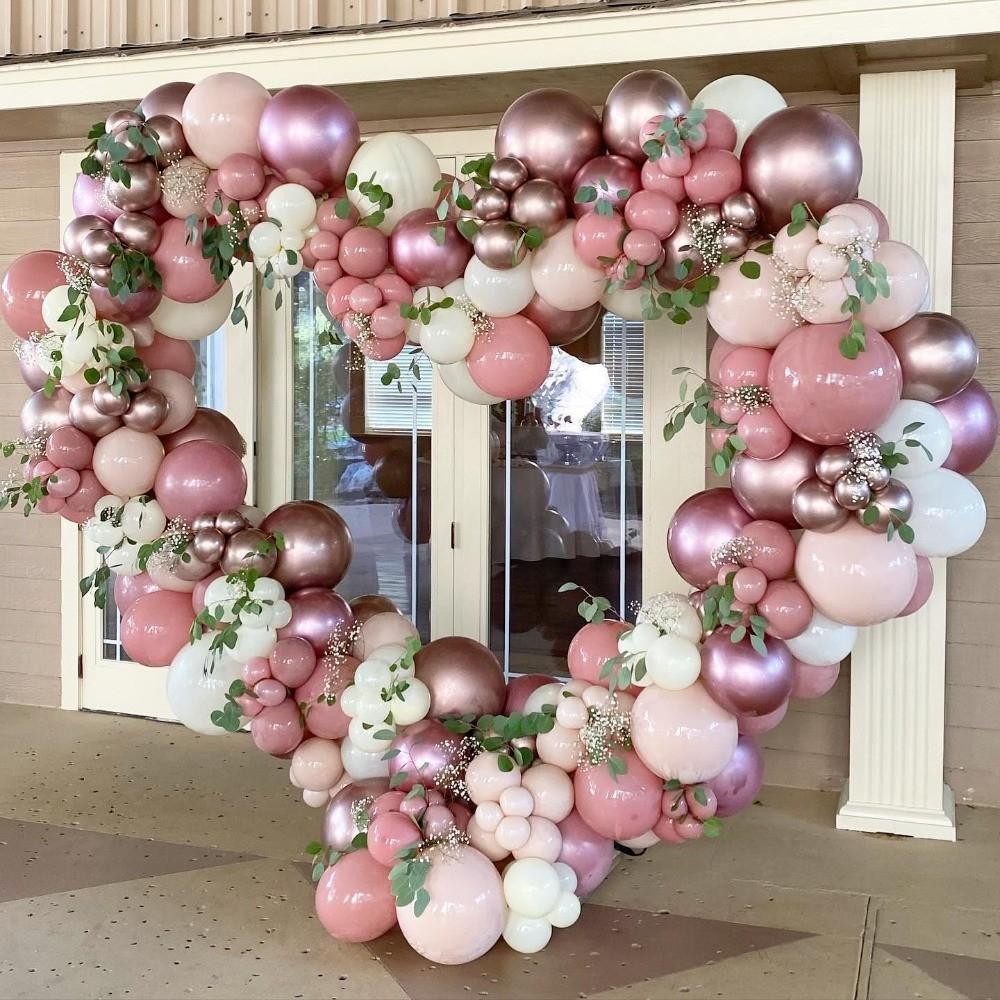 44 Pink and Rose Gold Balloon Set | 12 inch Pink, Beige, and Metal Rose Gold Paper Scrap Latex Balloons, Suitable for Baby Party, Children's Birthday, Girls' Party, Wedding Decoration, Anniversary Events, and Elegant Party Decoration