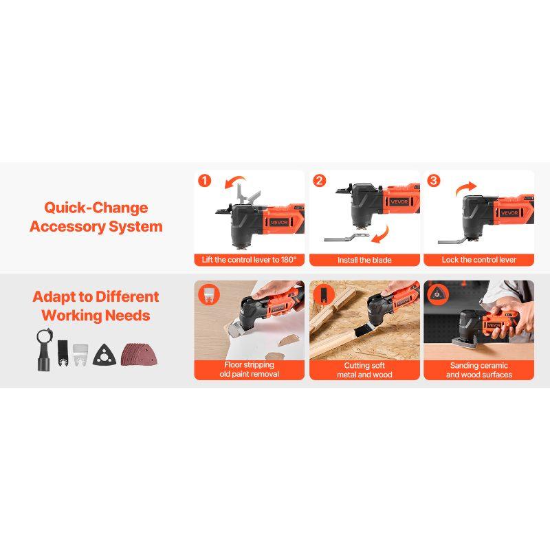 fathersdaygift VEVOR Cordless Oscillating Tool, 20V Oscillating Multi Tool Kit with 6 Variable Speeds 8500 - 17000 OPM, 3.2 Oscillation Angle, 2.0Ah Battery Pack Charger, 12PCS Saw Accessories LED Work Light fathersdaygift VEVOR Cordless Oscillating Tool, 20V Oscillating Multi Tool Kit with 6 Variable Speeds 8500 - 17000 OPM, 3.2 Oscillation Angle, 2.0Ah Battery Pack Charger, 12PCS Saw Accessories LED Work Light