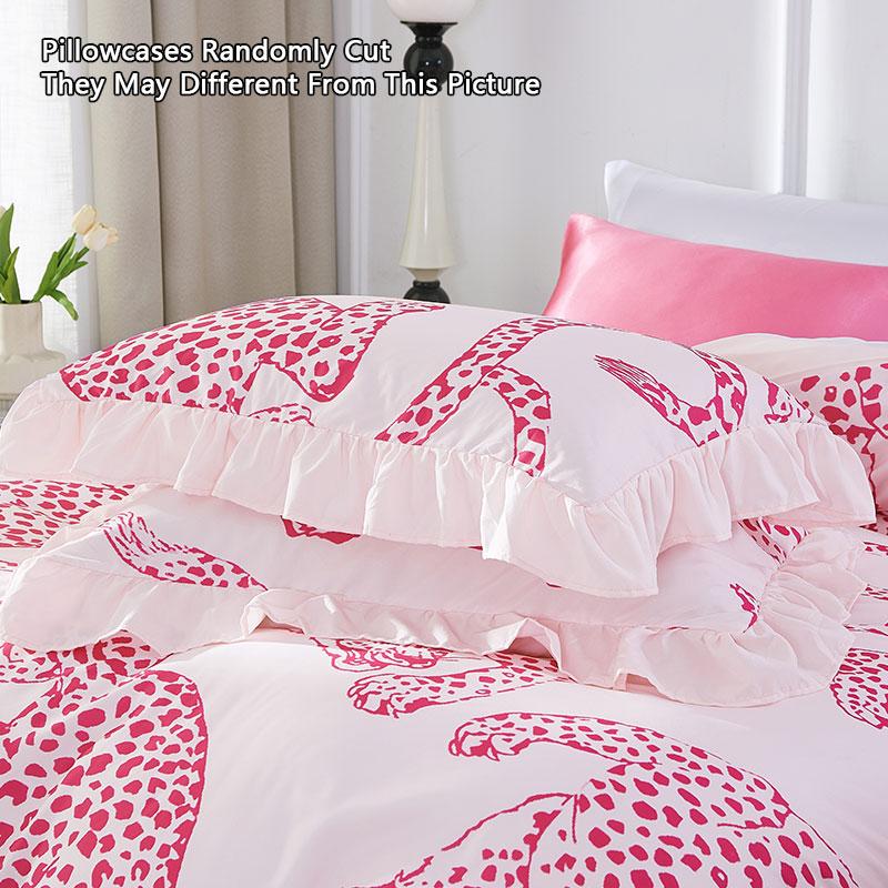 Leopard Ruffle Print Bedding Set, Includes 1 Duvet Cover and 2 Pillowcases, Soft Polyester Fabric, Perfect Home Bedroom Decor, Modern Bedding Set