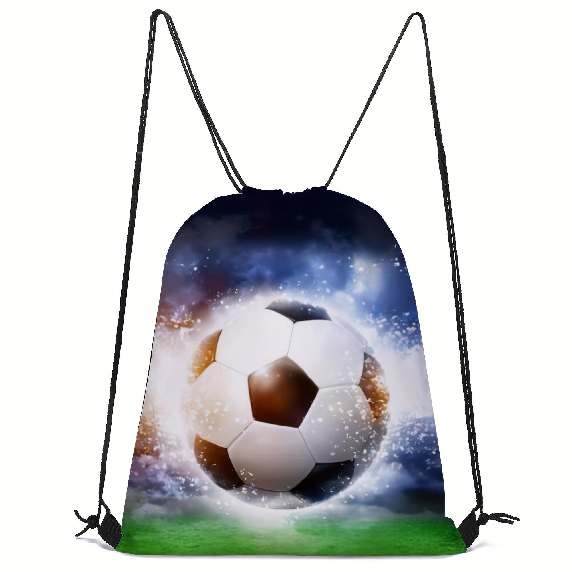 Football sports printed casual printed colorful drawstring backpack, travel and vacation unisex sports fitness training large capacity storage bag