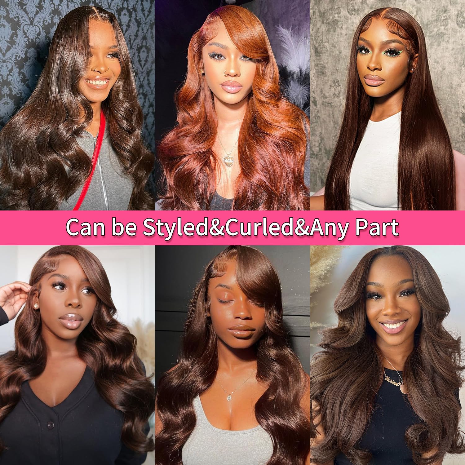 Chocolate Brown 13x6 Body Wave Lace Front Wigs Human Hair HD Transparent Pre Plucked with Baby Hair 180% Density Brazilian Virgin Hair TikTokShopBlackFriday