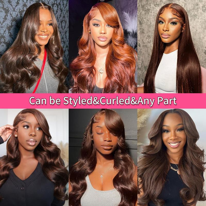 Chocolate Brown 13x6 Body Wave Lace Front Wigs Human Hair HD Transparent Pre Plucked with Baby Hair 180% Density Brazilian Virgin Hair TikTokShopBlackFriday