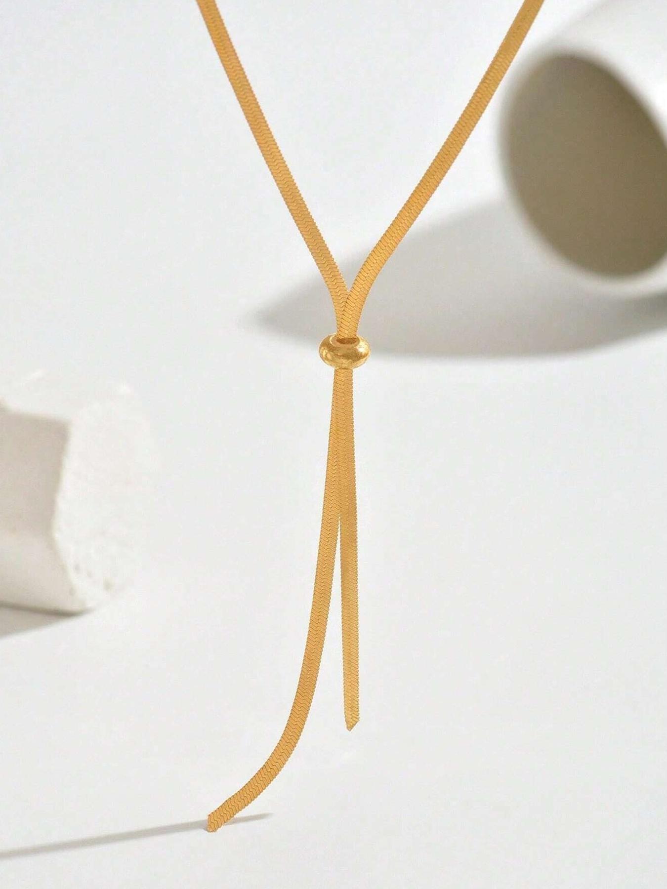 Women's Elegant Chain Necklace, Fashionable Tassel Decor Adjustable Long Necklace for Party, Daily Decor, Trendy All-match & Exquisite Jewelry for Birthday Gift, Modern Versatile Accessories