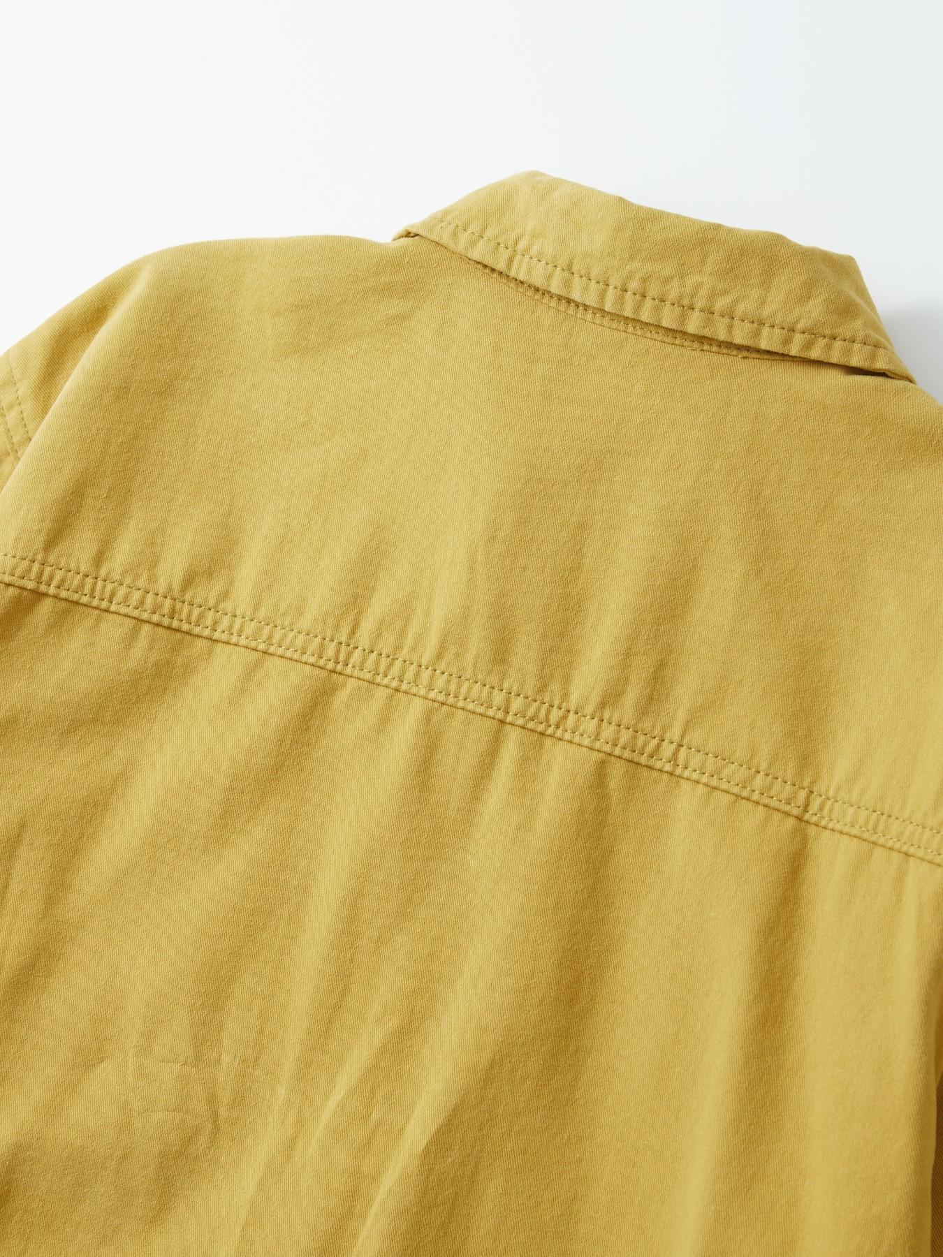 Vintage Mustard Men's Workwear Shirt Jacket, 4 Pockets Metal Button Design, Heavyweight Twill Cotton, Multi-Season City Boy Style