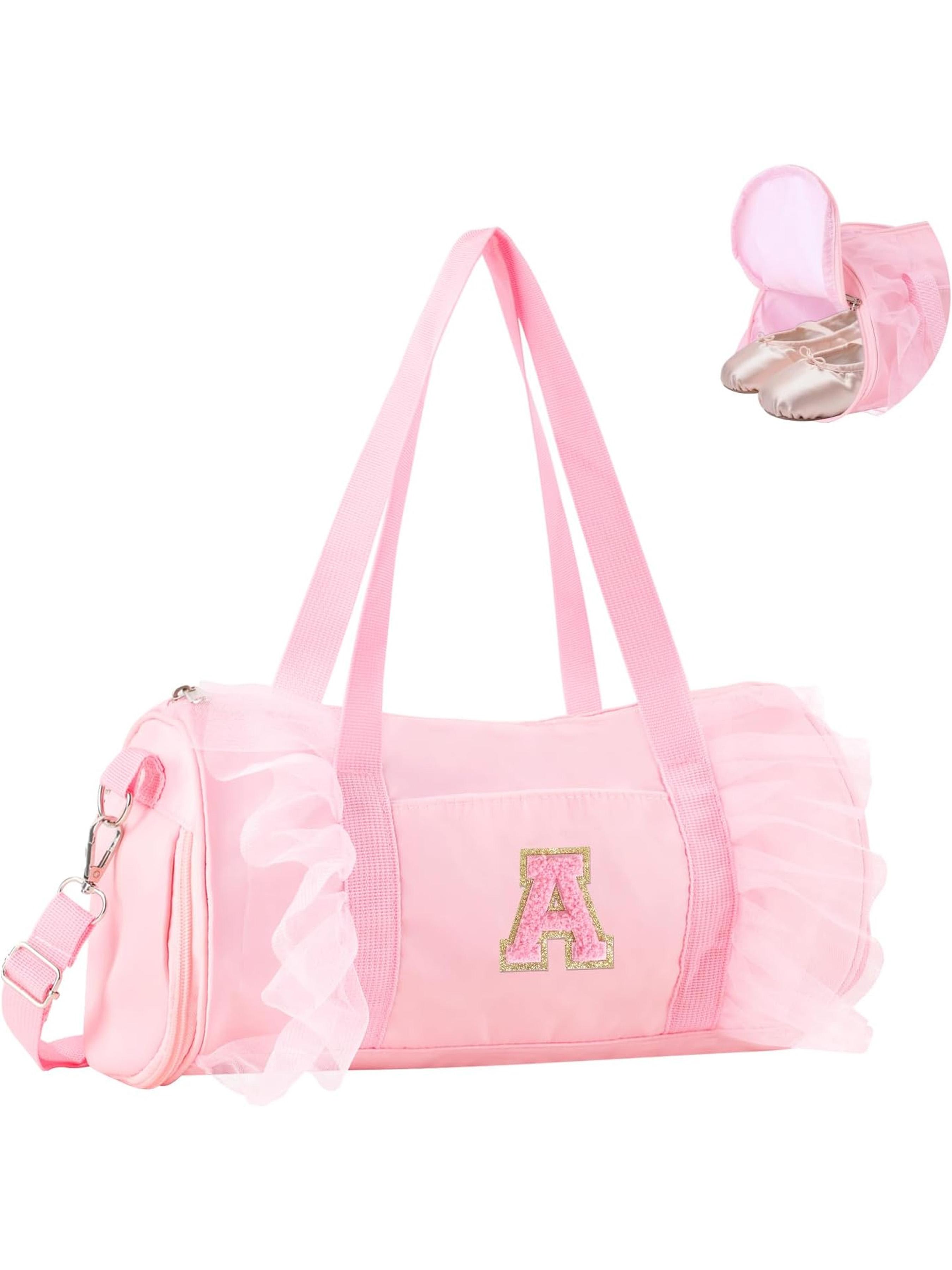 【Valentine's Day】Gym Bag for Women Travel Bag Large Capacity Carry On Weekender Overnight Bag, Casual Sports Bag, Personalized Initial Dance Bag, Girls Medium Lace Fitness Yoga Cheerleading Bag, Large Capacity Tote, Cute Letter Ballet Bag, Christmas