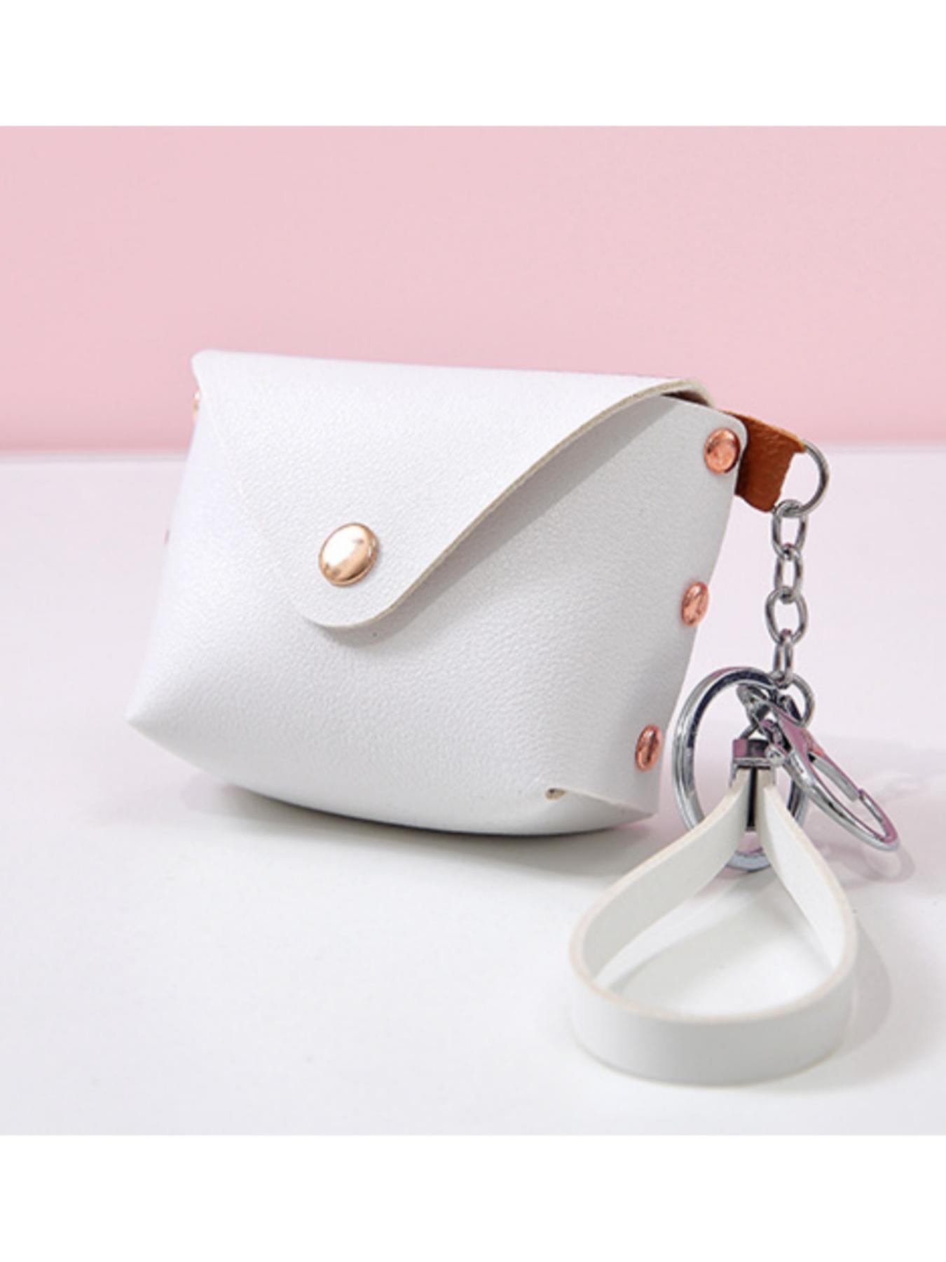 Korean Style Creative Keychain Bag, PU Leather Wrist Strap Coin Purse, Mini Storage Pouch, Boho Fashion Accessory for All Seasons