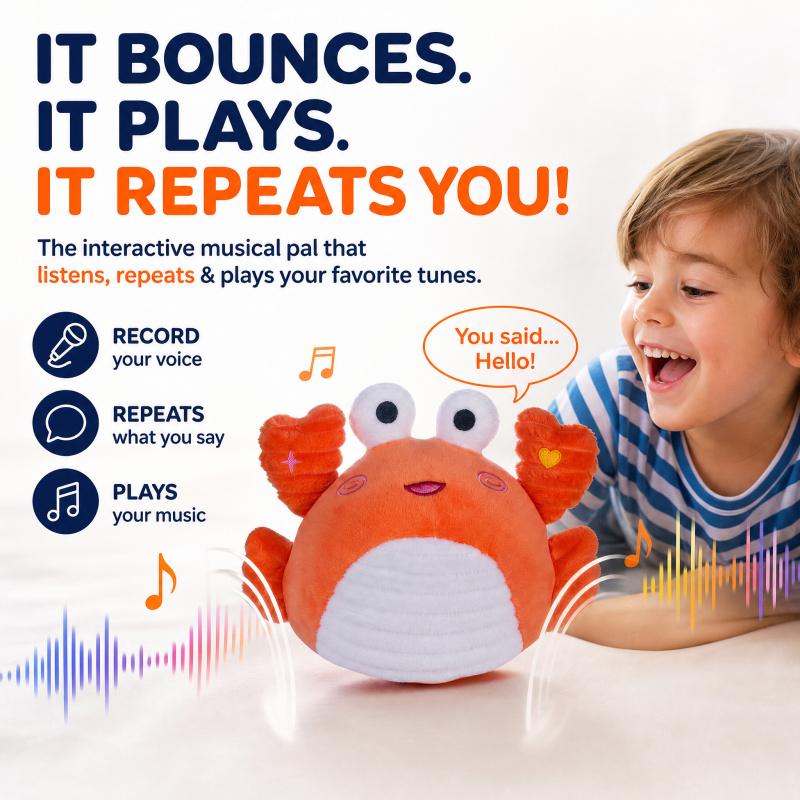 Talking Crab Toy, Repeats Voice, Dancing Musical Crawling Toy for Babies Kids Gift Interactive Sight Word Flash Cards outdoorfun