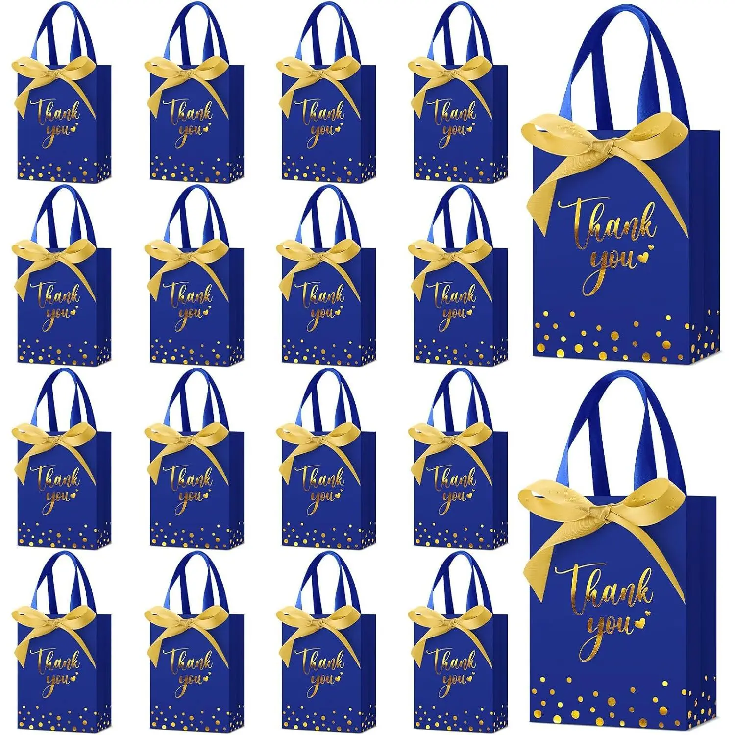 36 Pack Small Thank You Gift Bags with Handles,Royal Blue | 5.9 x 4.3 x 2.4 Inches Party Favor Bags Bulk with Bow Ribbon for Back to School Appreciation Wedding Bridesmaid Gift Favors