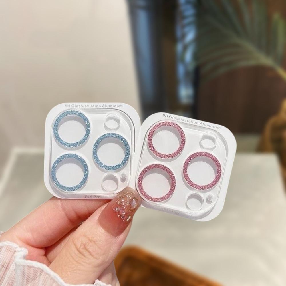 Camera Lens Protector For iPhone 16 15 14 13 12 11 13 Pro Max Mini Glitter Full Cover Camera Lens Protector Glass Smartphone Camera Accessories