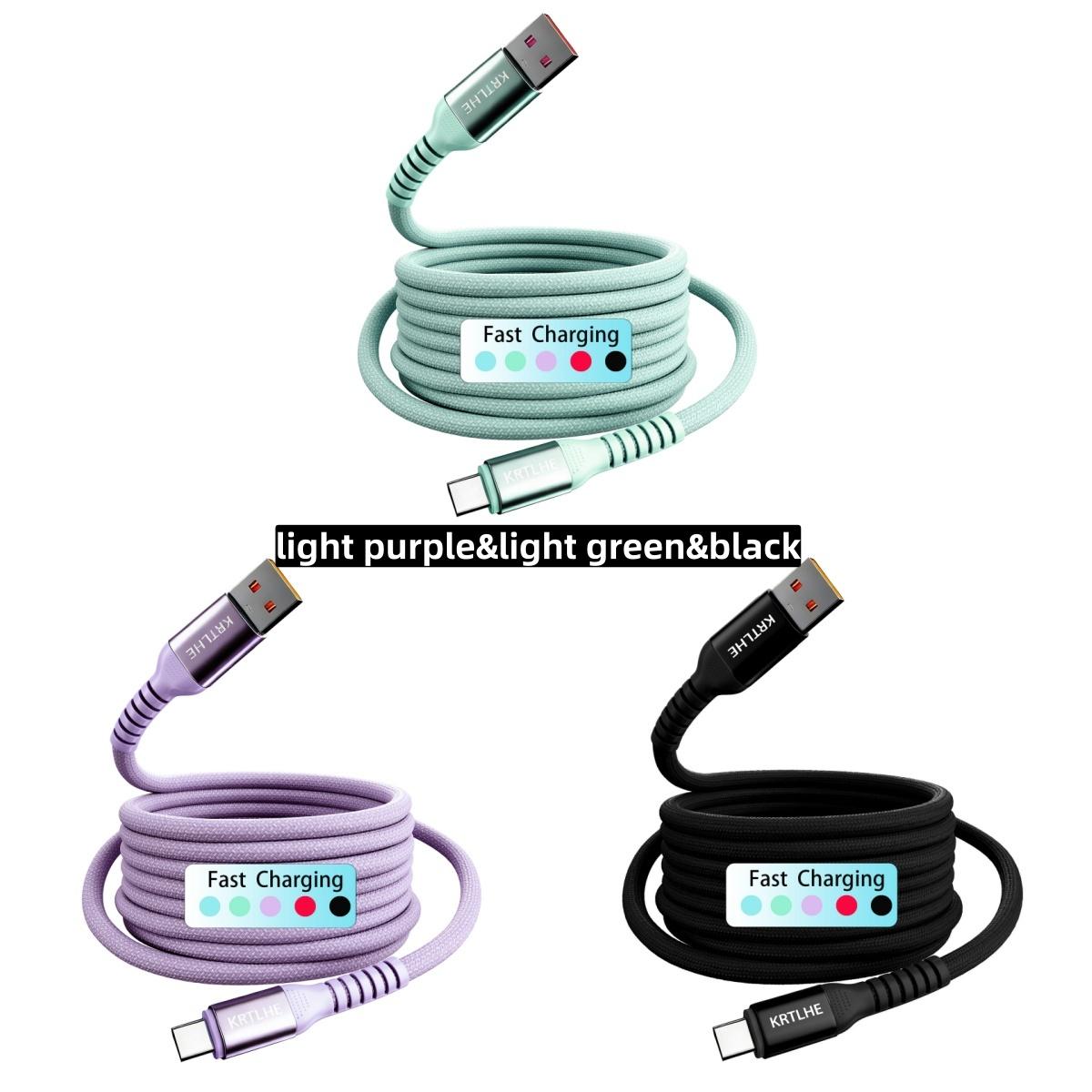 3pcs,60W Nylon Braided,Fast Charging USB-C Cable, High-Speed Data Sync, Durable Round Shape, Male to Male, 100.58cm/201.17cm, with USB to Type-C, for Xiaomi, Huawei, for SamSung, OnePlus, for VIVO, Oppo, for Infinix & other C-connected devices.