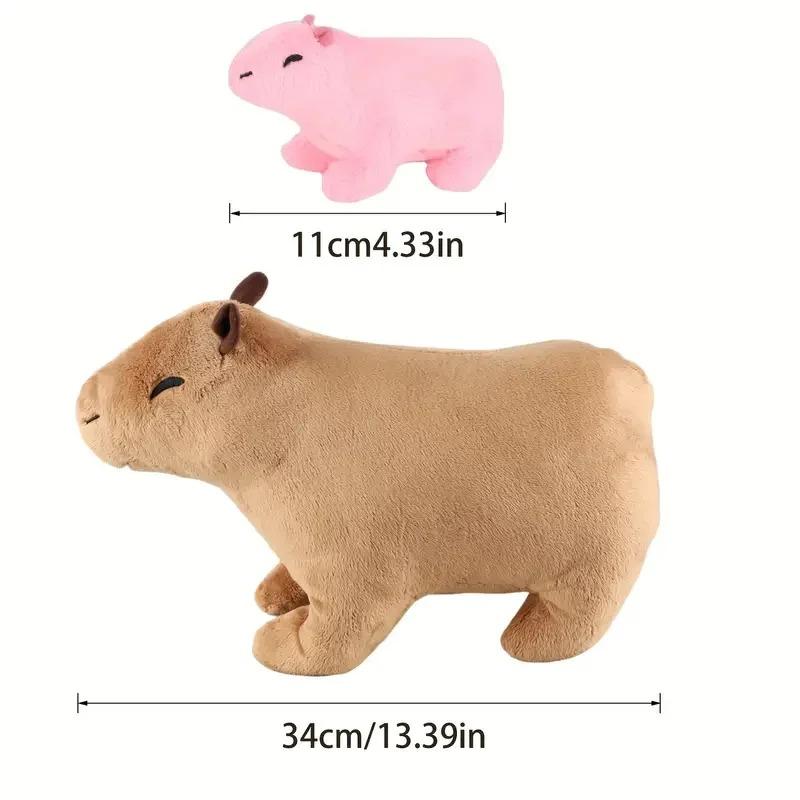 Kawaii Capybara Mom & Baby Plush Toy Set with Colorful Babies