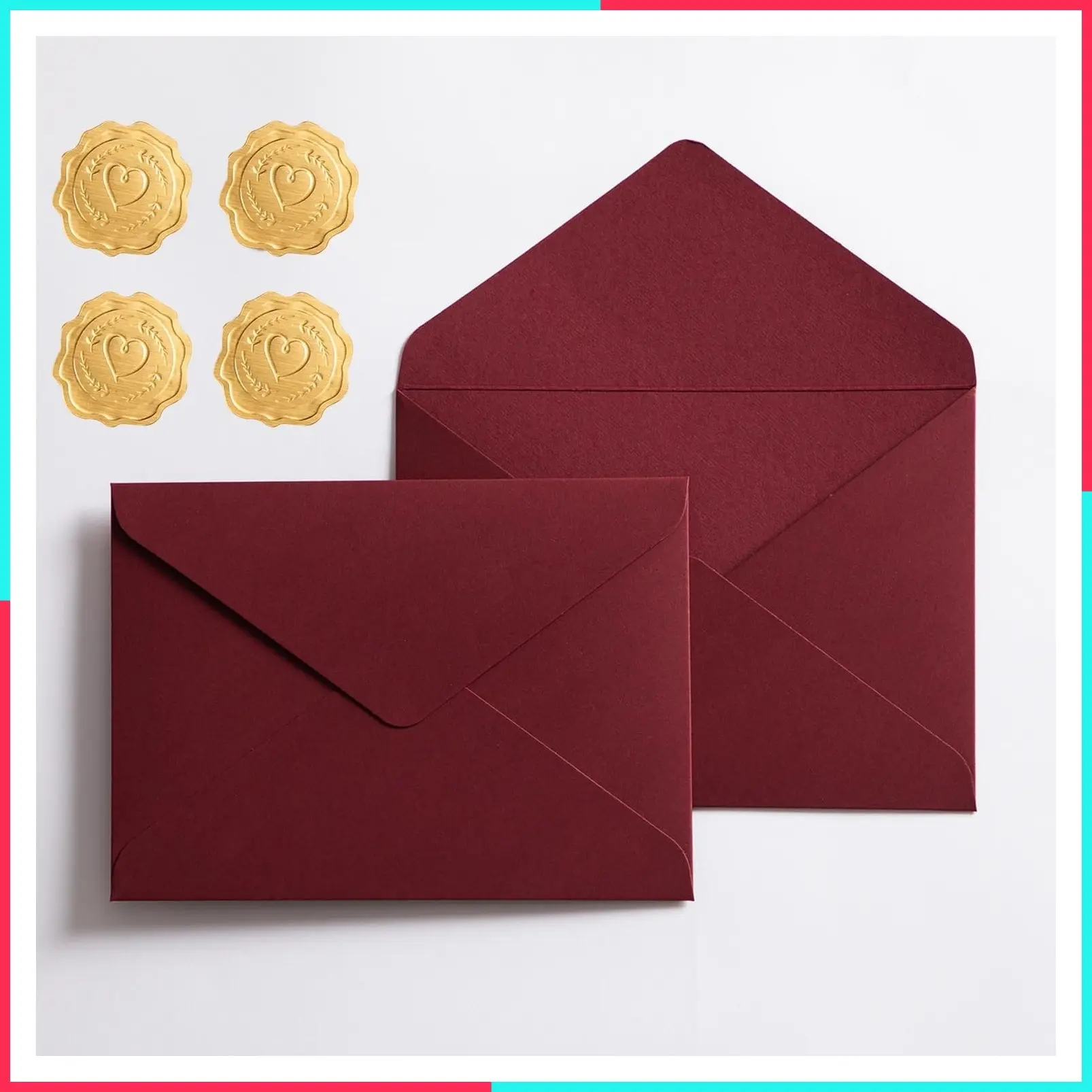 30 Pack A7 Envelopes 5.27 x 7.21 Inches, Shiny Burgundy Envelopes for 5x7 Invitations, Weddings, Photos, Greeting & Christmas Cards
