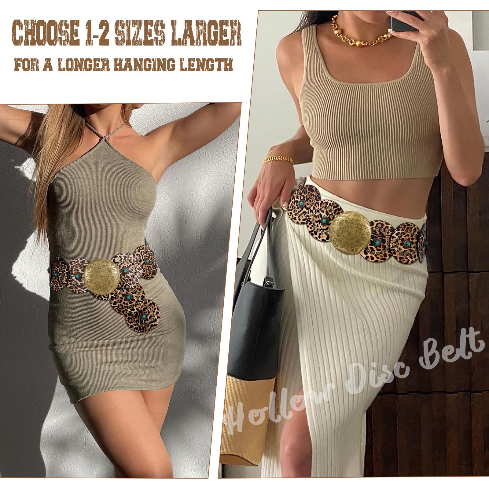 XZQTIVE Western Leather Belts for Woman Concho Cowgirl Cowboy Disc Belt for Ladies Wide Boho Country Waist Belts for Dress SpringStatements