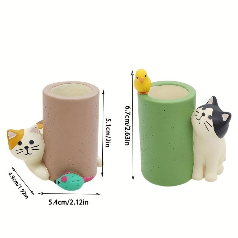 Cute cat pen holder, mini pen holder, creative decoration for study, home decor, office desk decoration, office