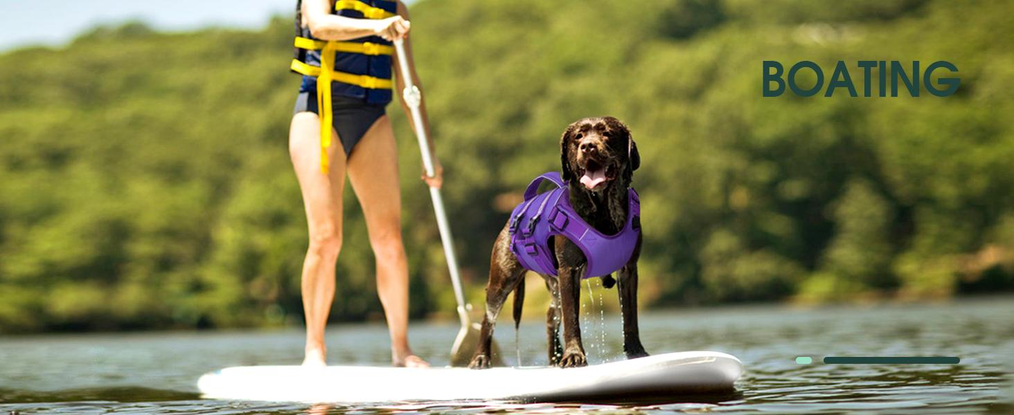 Kuoser Dog Life Jacket, High Flotation Dog Life Vest for Swimming Boating, Adjustable Ripstop Dog Lifesaver for Small Medium and Large Dogs, Reflective Safety Pet Life Preserver with Rescue Handle