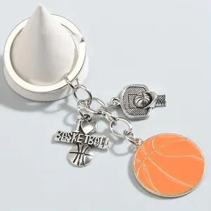 Enamel Metal Sports Keychain I Love Basketball Keyring