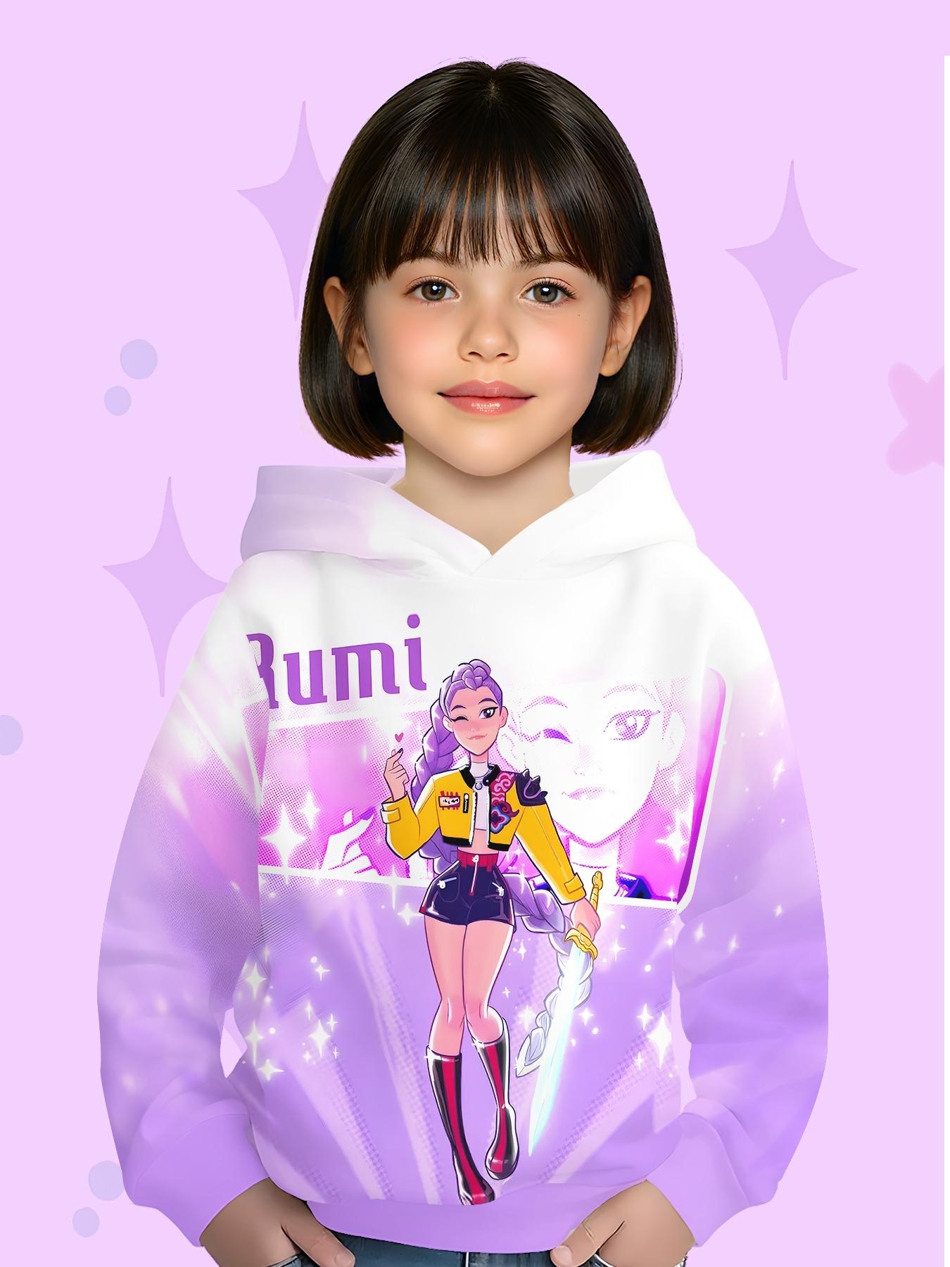 Starlight Rumi Functional Girls Hoodie, Cute Anime Style, Casual Fall & Winter Fashion, All over Print, Unisex Youthwear