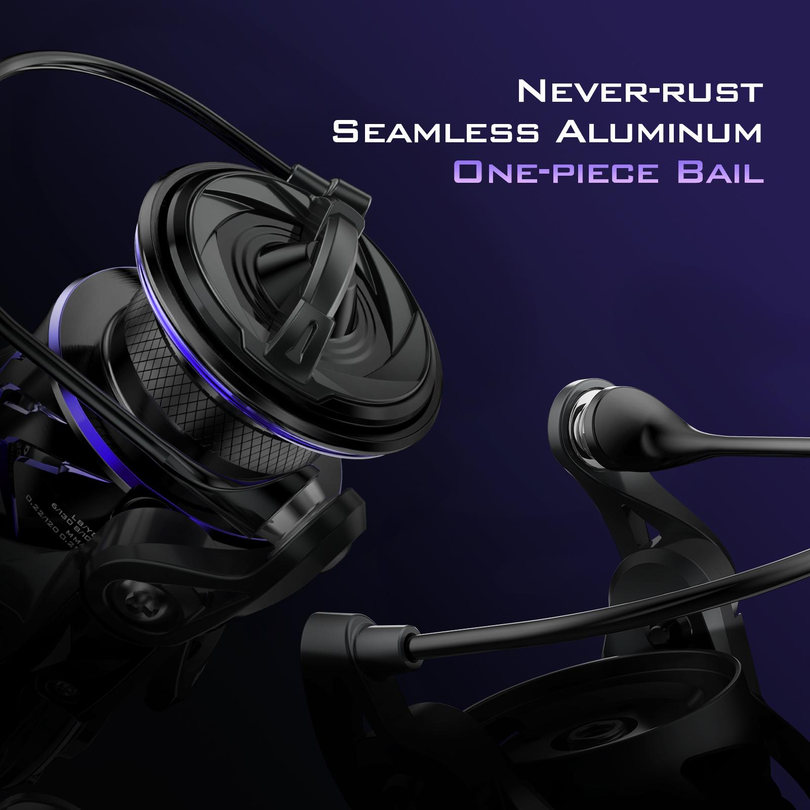 KastKing MegaJaws Elite Spinning Reels - 6.2: 1 Gear Ratio Bass Fishing Reel, Ultra Lightweight & Powerful, 17.6Lbs Max Drag, One-Piece Uni-Frame Aluminum Body & Carbon Rotor, Digi-Cut Aluminum Gear