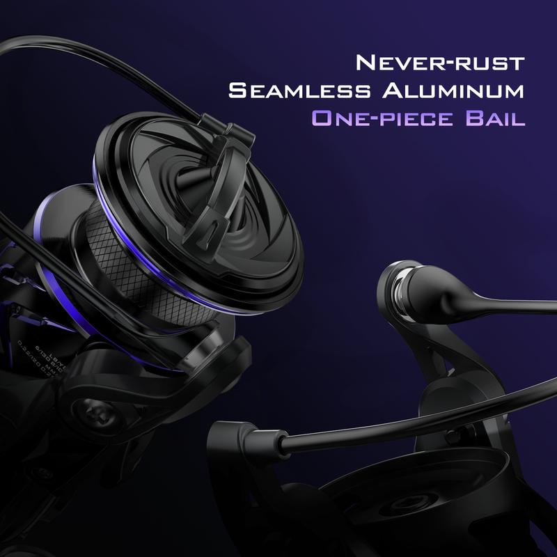 KastKing MegaJaws Elite Spinning Reels - 6.2: 1 Gear Ratio Bass Fishing Reel, Ultra Lightweight & Powerful, 17.6Lbs Max Drag, One-Piece Uni-Frame Aluminum Body & Carbon Rotor, Digi-Cut Aluminum Gear