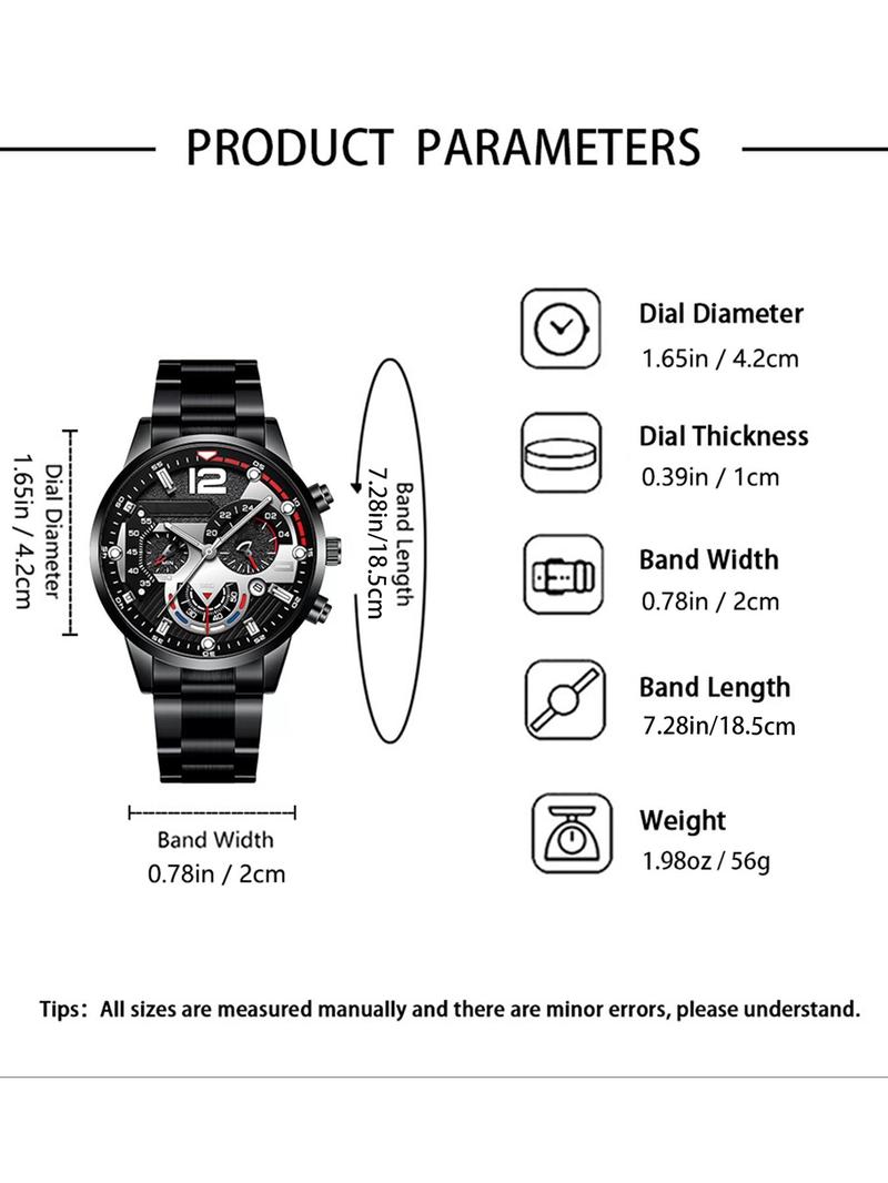 Men's Business Fashion Watch Set, Fashion Watch for Party, Daily Clothing Decor, Trendy All-match & Exquisite Watch for Birthday Gift, Modern Fashionable Wristwatch