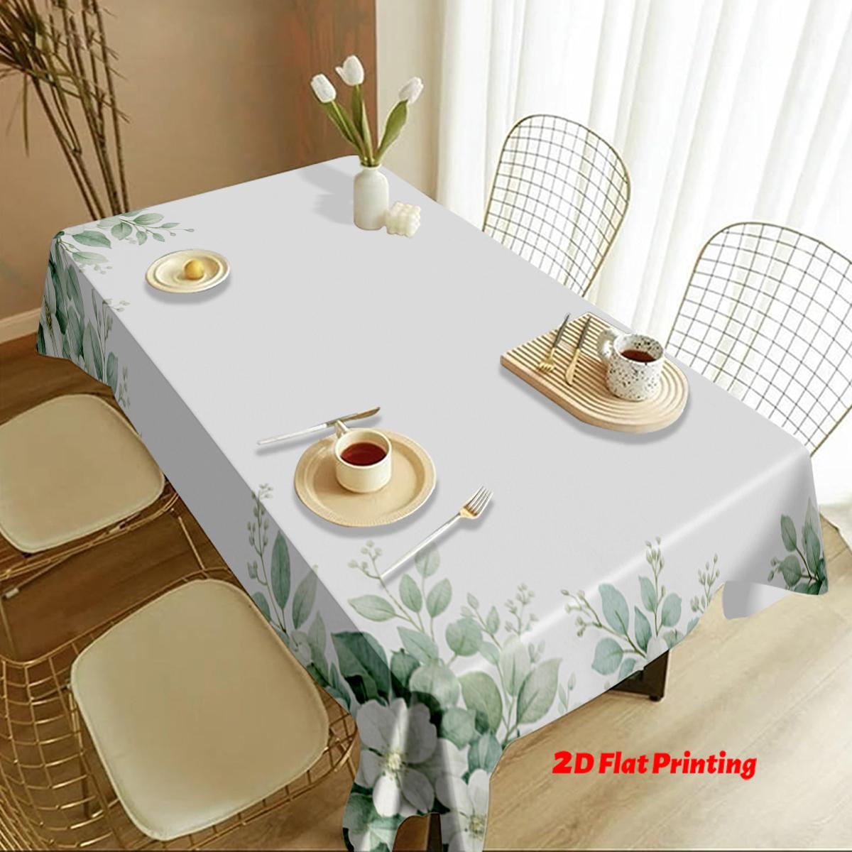 Leaf Design Rectangular Tablecloth, Spring Theme Seasonal Table Cover, Ideal for Easter & Holiday Parties, Home Decoration