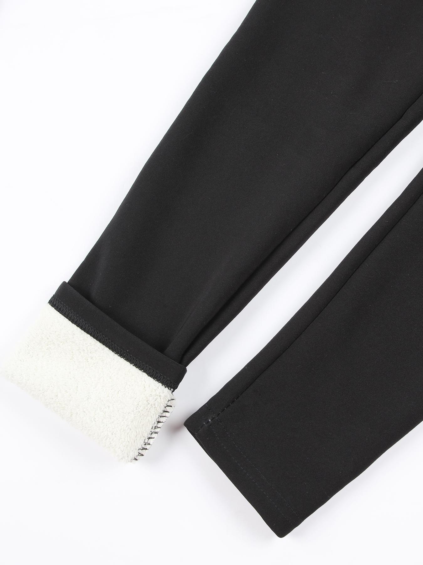 Women's High-Waisted Fleece Lined Leggings, Warm Thermal Underwear Pants for Winter, Casual Tight-Fit Sporty Style