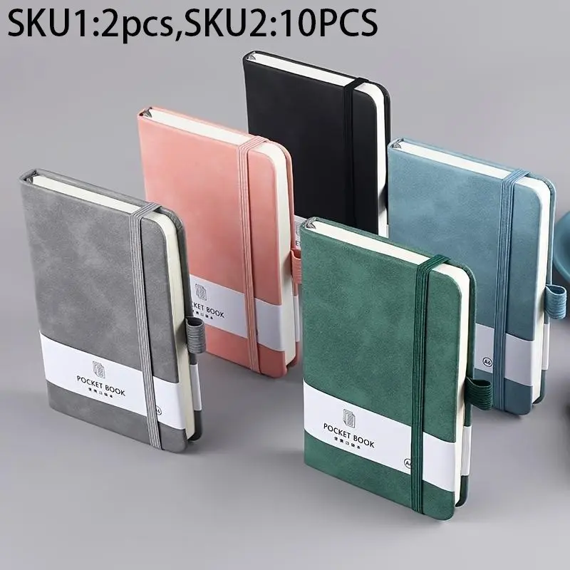 2/10pcs A7 Mini Pocket Notebook with Pen Holder, Minimalist Hard Cover, Portable School Notebooks for Office, School, Diary, Accounting, Multi-Color Options
