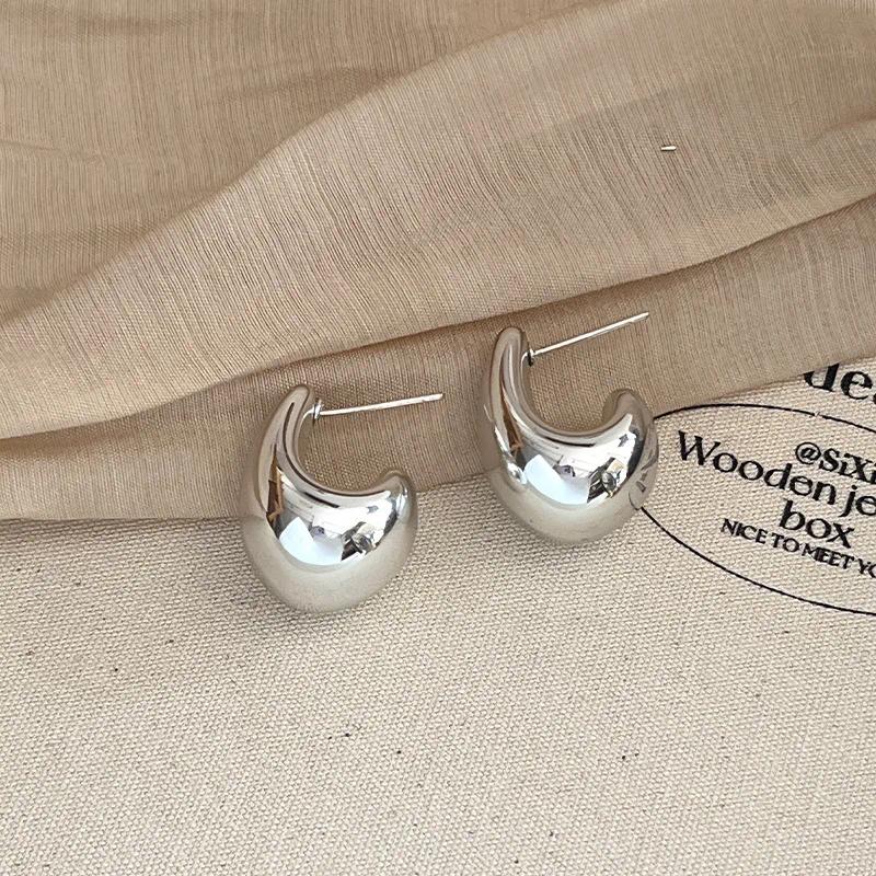 Small Water Droplets CCB Gold Color Smooth Stud Earrings for Women Exaggerate Punk Geometry Jewelry Accessories Girlfriend Gift