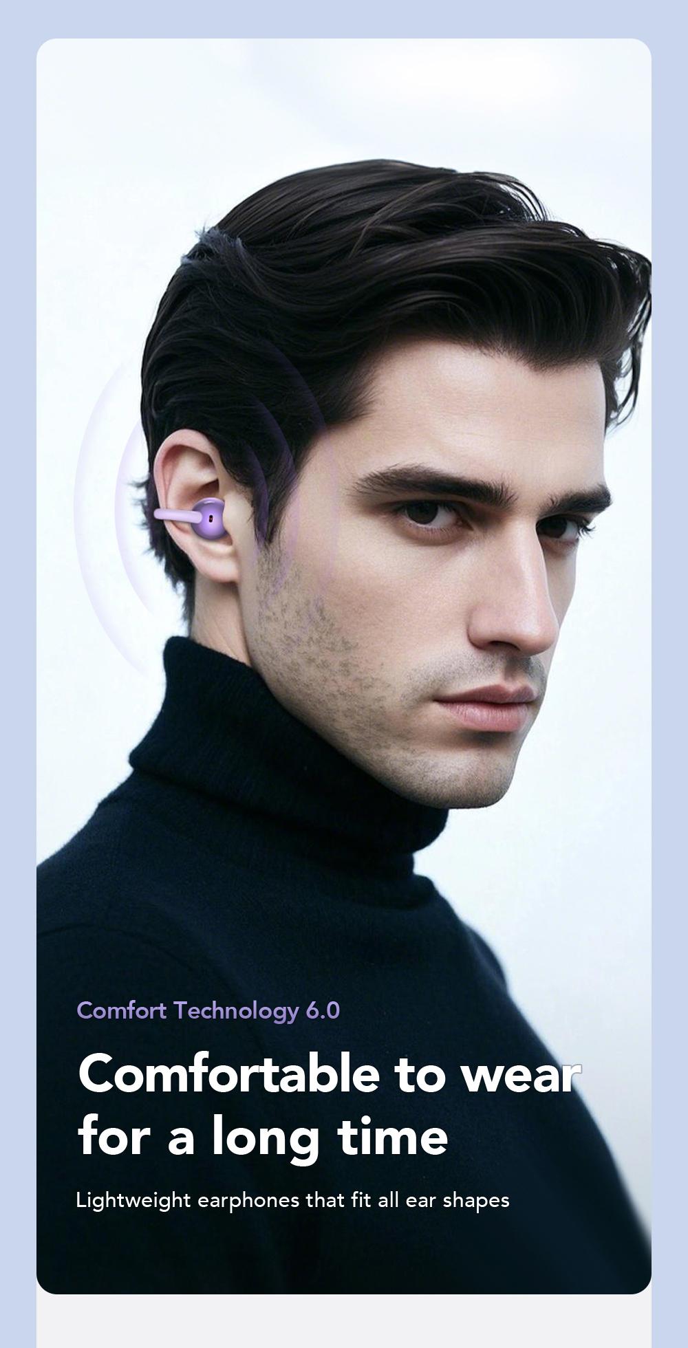 MINISO MS199 Clip On Ear Headphones Full Color Touch Screen, Audio Wireless Headphones Built-in Microphone for Music & Phone Calls,Sport Waterproof & Sweatproof