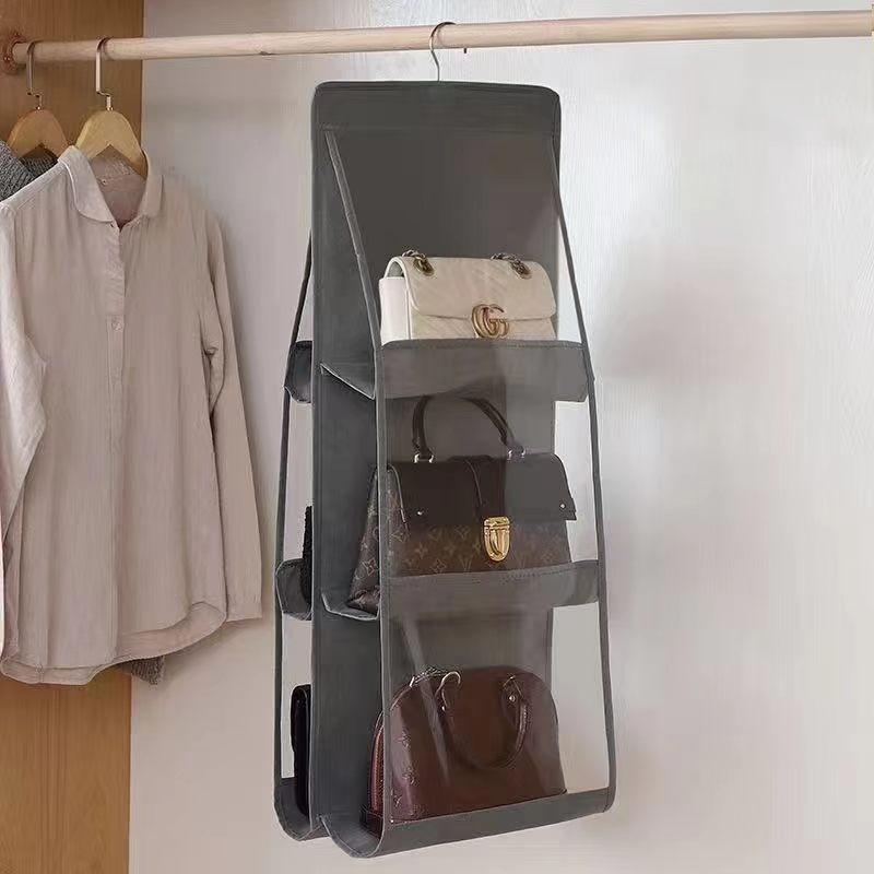Clothing Storage Bag Hanging Organizer, Wall-Mounted Dual-Sided Closet Hanger, Dorm Room Space Saver, Fabric Material, Practical and Stylish
