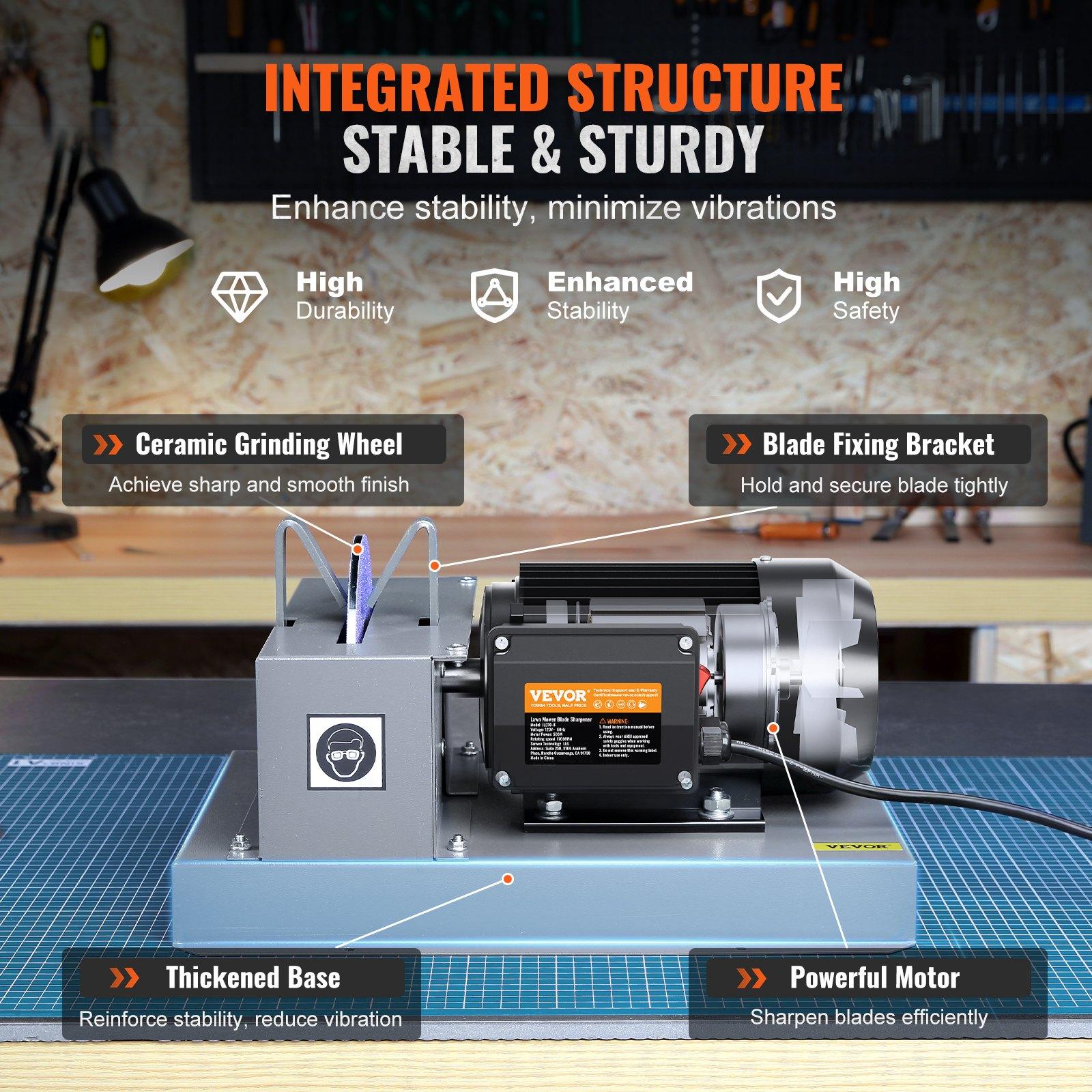 2/3HP 500W & 1HP 750W Lawn Mower Blade Sharpeners, 7/9-inch Ceramic Grinding Wheel, Powerful Bench Sharpening Machines for High/Low Lift, Gator, & Flat Blades