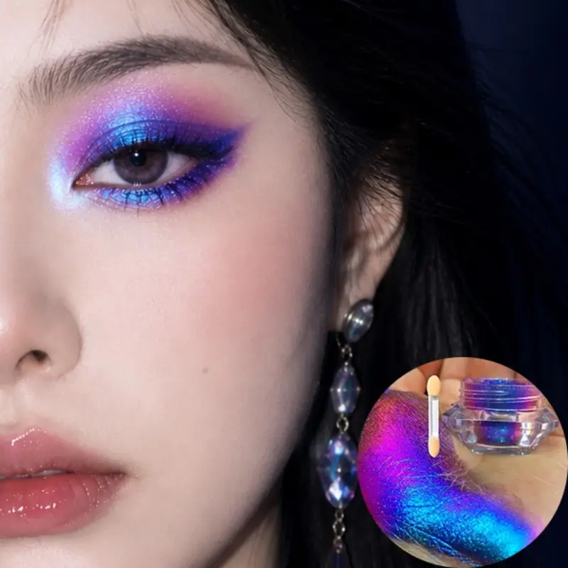 High Quality Optical Chameleon Eye Shadow, New Upgraded Formula, High Gloss Eye Shadow Powder,Equipped With Smudge Tool
