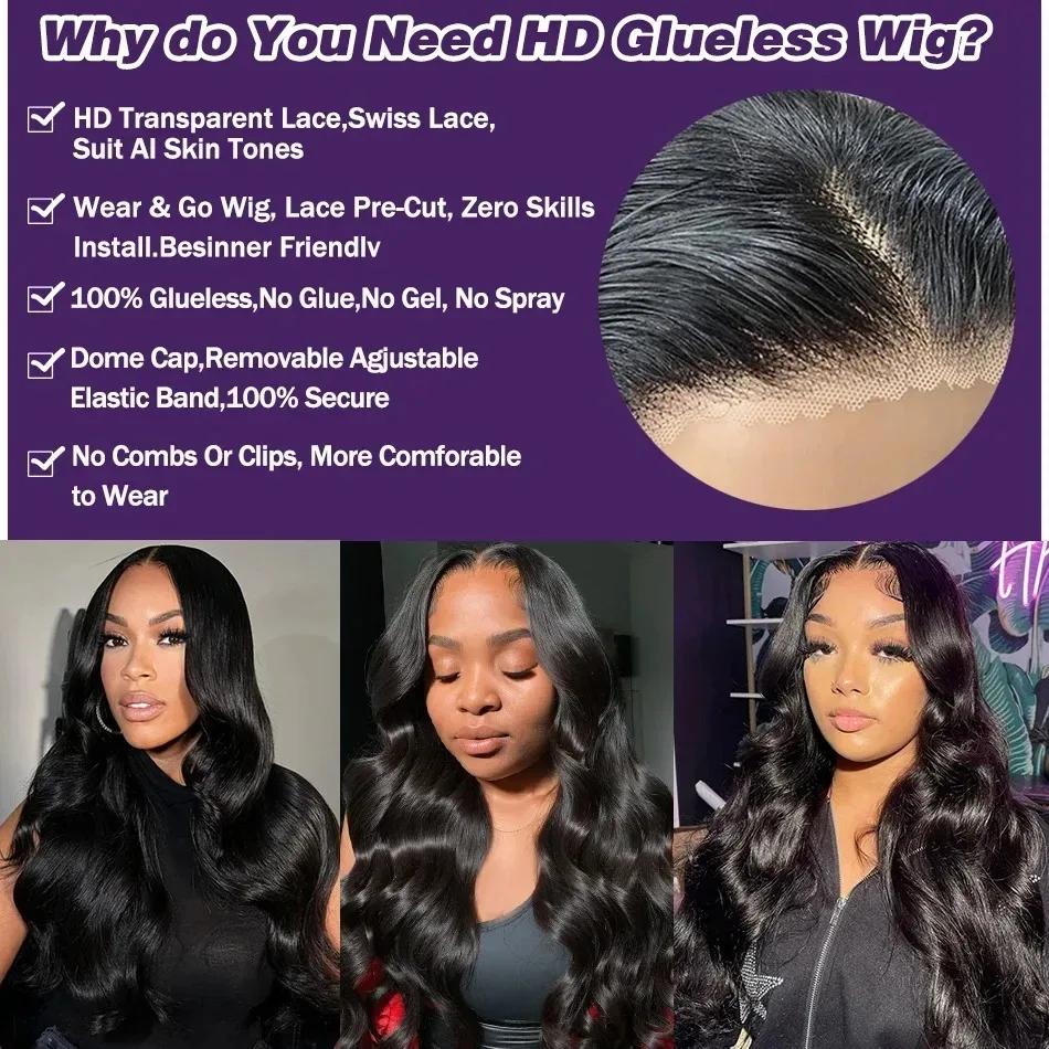 Bling Hair Body Wave 6x4 Glueless PrePlucked Remy Hair Wigs Ready To Wear Transparent Pre Cut 5x5 Lace Closure Wig For Black Women