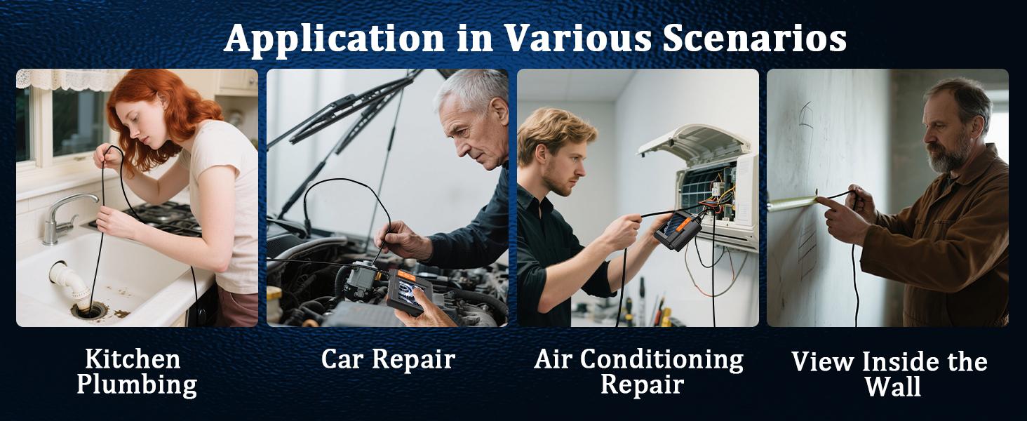 Dual-Lens Endoscope with Light, Endoscope Camera with Light with 4.3" IPS Screen,1920P HD with 8 LED Lights,16.4ft Semi-Rigid Cable and Back LED Light,IP67 Waterproof Endoscope Cool Gadgets for Men