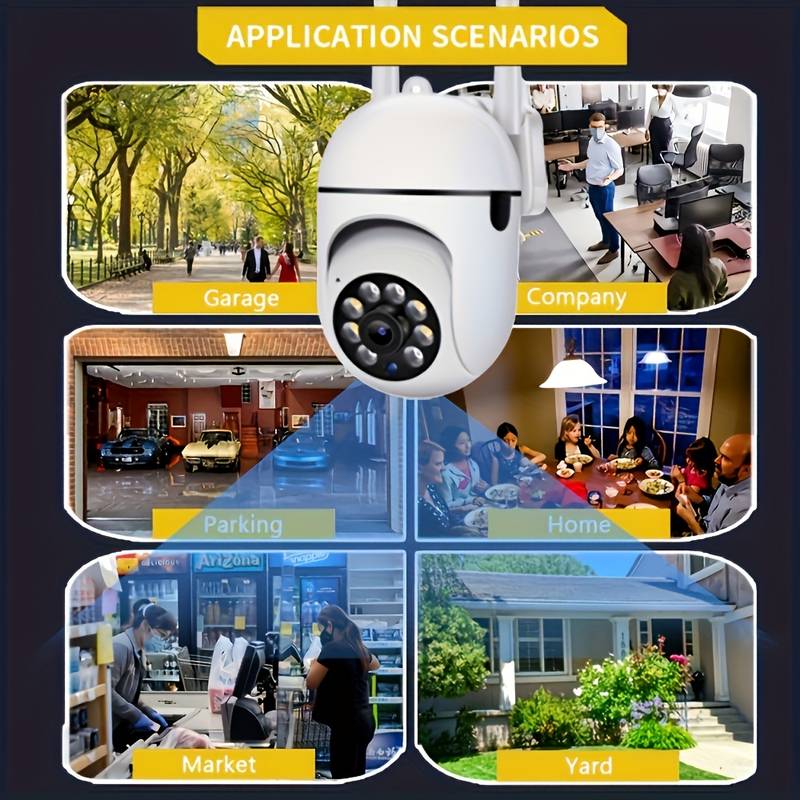 Wireless Security Camera, 355-Degree Rotation Security Camera with Auto Tracking, HD Night Vision Camera with Wireless Alarm, Two-Way Talk Indoor Monitor