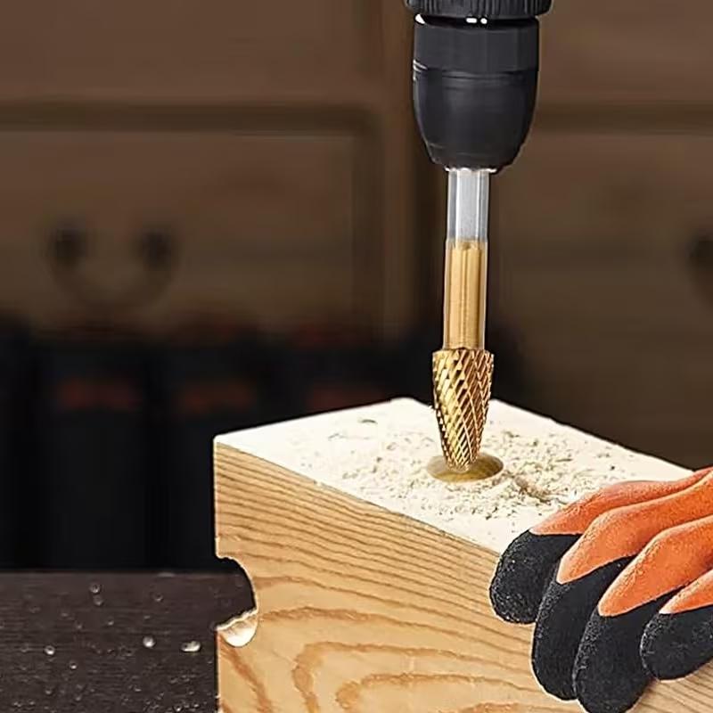 Upgrade Version Efficient Work Rotary File Set, Tungsten Alloy Dual Blade Carving Milling Cutter, Durable Woodworking Grinding Router