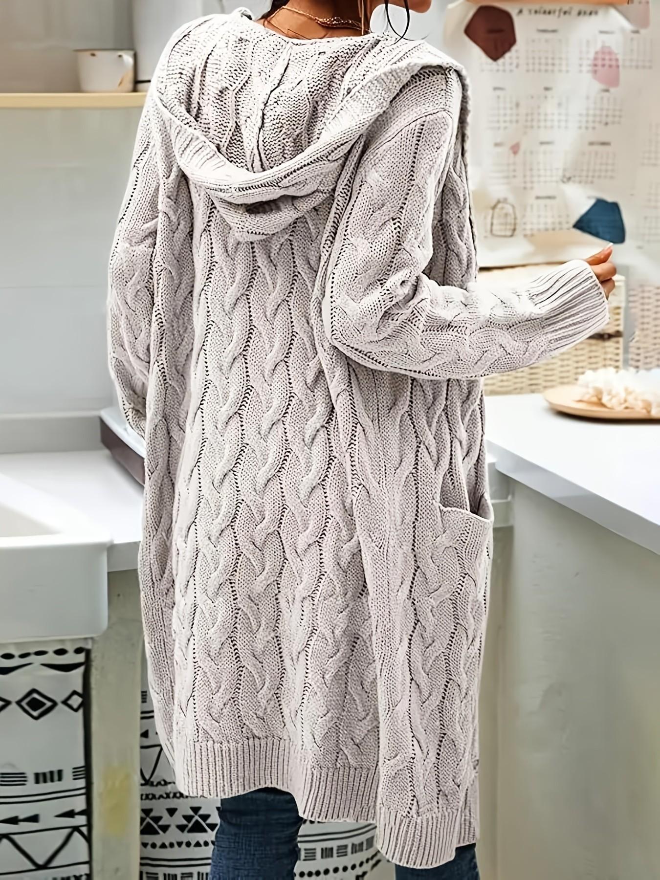 Women's Oversized Y2K Long Sleeve Cardigan, Simple Yet Chic Design, Hooded Knit Cardigan Open Front Long Sleeve Sweater Cardigan with Pockets, Perfect for Casual Wear, Comfortable & Stylish
